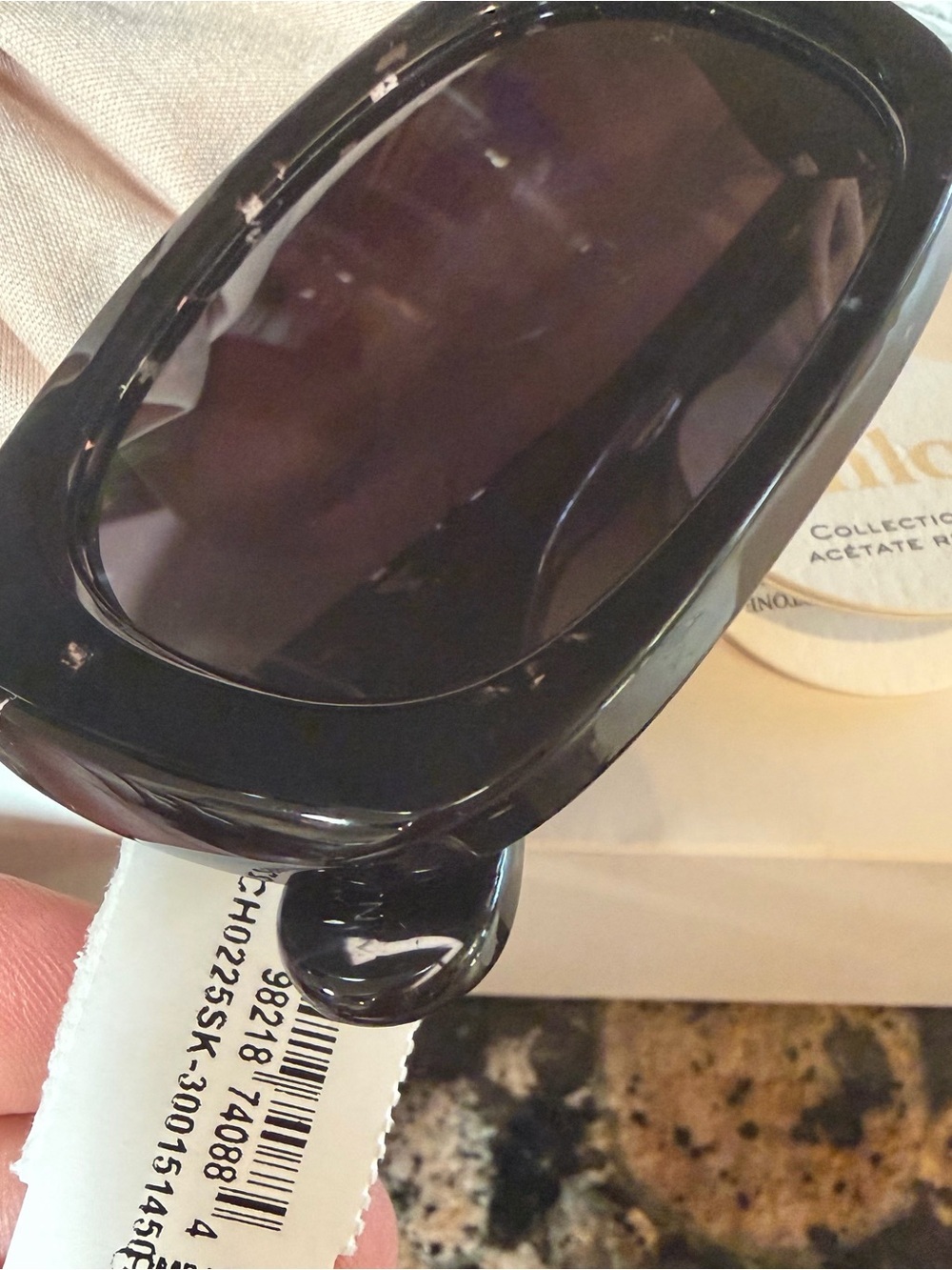 Chloé Rectangular Sunglasses Black Grey NWT $500 Retail Authentic - Picture 6 of 7
